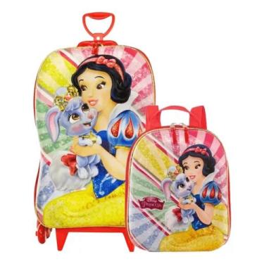 Imagem de Kit mochila diplomata maxtoy 3d branca de neve com lancheira