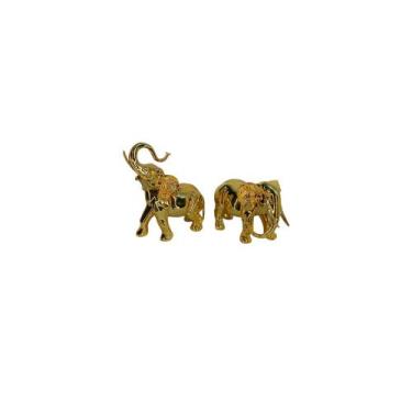 Imagem de Par de Esculturas Decorativas Elefante Metal Dourado Formosa - LUXdéco