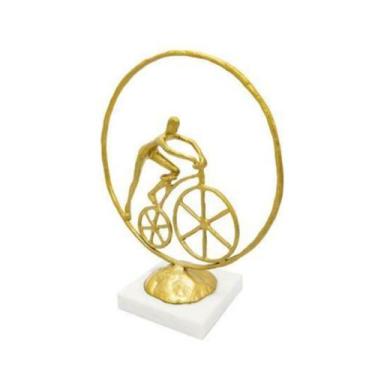 Imagem de Escultura Enfeite Bicicleta Circo Dourado com Base Luxo - LUXdécor