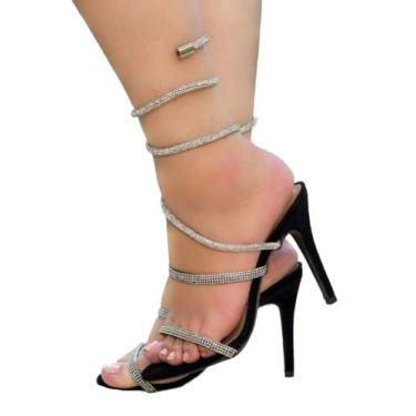 Imagem de Sandalia espiral preta com strass salto fino 10 cm - SPLENDA, 38