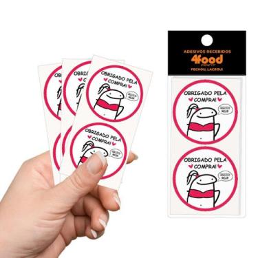 Imagem de 50 Etiquetas Adesivas  Obrigada Pela Compra  Flork  Adesivos Recebidos
