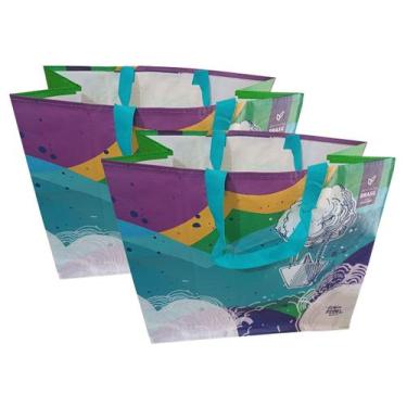 Imagem de 2 Sacolas de Ráfia Retornável Grande 39x44x22cm Barco B4u