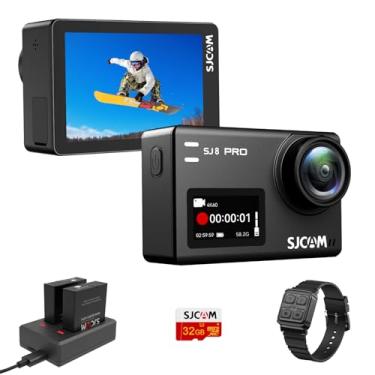 Imagem de SJCAM Câmera de ação SJ8PRO 4K60fps com estabilização Câmera subaquática grande angular de 170° com controle remoto 8X câmera de capacete à prova d'água com zoom de câmera lenta para