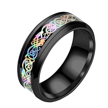 Imagem de HIJONES anel giratório de dragão celta de fibra de carboneto unissex de aço inoxidável para casamento