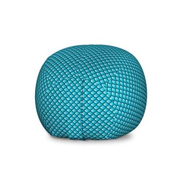 Imagem de Lunarable Bolsa de armazenamento azul para brinquedos, cadeira, estampa de escamas de peixe de rio, conchas de sereia, inspiração náutica, bolsa organizadora de animais de pelúcia, tamanho grande, azul e branco