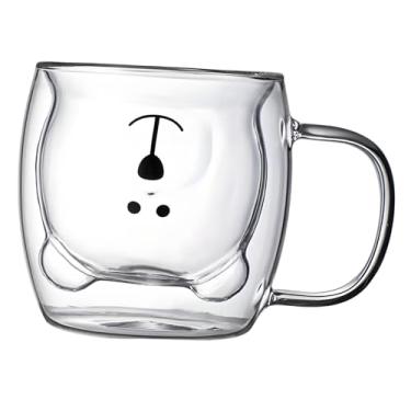 Imagem de ＫＬＫＣＭＳ Caneca de Vidro com Isolamento Térmico, Xícara para Café e Chá, Alça em Formato de Urso