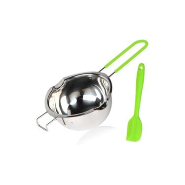 Imagem de Panela de aço inoxidável para banho-maria, panela de derretimento atualizada de 600 ml com espátula de silicone para derreter manteiga, chocolate, doces, queijo e caramelo (verde)