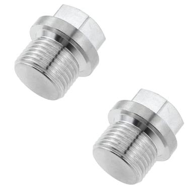 Imagem de Maxmoral 2 peças de aço inoxidável 304 M18x1,5 plugue com cabeça hexagonal plugue de óleo prata de uso geral adequado para bloquear coletor de admissão porta de água porta da bomba de água orifício de