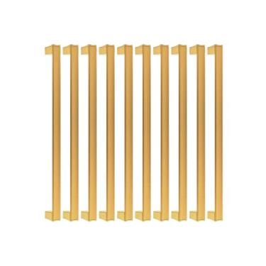 Imagem de Puxador Porta Guarda Roupa Armário Grande Slim Alça 384 mm Conjunto de 10 (Ouro)