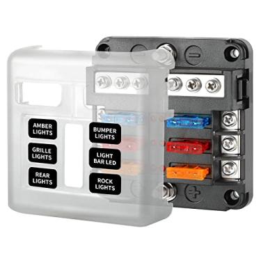 Imagem de Huazu Bloco de Fusíveis de 6 Vias, Caixa de Fusíveis de 12 V com Indicador LED Tampa À Prova D'Água 6 Circuitos com Painel de Fusíveis de Ônibus Negativo para Veículo Dc 12V/24V Carro Marinho Barco Tr