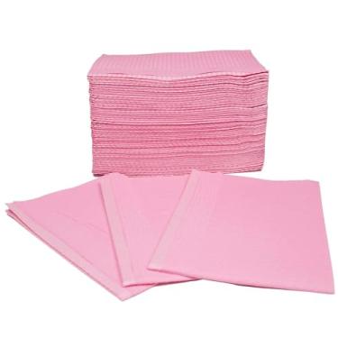 Imagem de Genco Dental 125 Babadores Dentais Descartáveis Rosa 13"X18" | Babador Dental/Tatuagem/Unhas À Prova D'Água de 3 Camadas para Pacientes | Capas para Bandejas Dentárias, Capas para Salão de Beleza | Ba