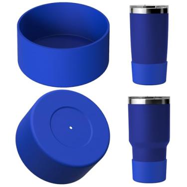 Imagem de Linkidea Bota de garrafa de água compatível com YETI Rambler caneca de viagem 590 g/850 g, copo 590 g/850 g, protetor de silicone antiderrapante para garrafa de água (azul marinho/pacote com 2)