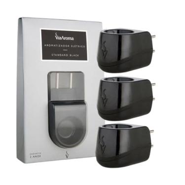 Imagem de Kit 3x Difusor Aromatizador Plástico Preto Elétrico Bivolt de Aromas Essenciais e Óleos Essencias