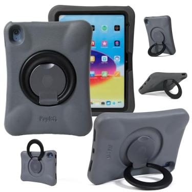 Imagem de NLR FUN Capa infantil para iPad, capa à prova de choque para iPad Air M2 de 11 polegadas (2024), capa protetora de corpo inteiro leve de 11 polegadas com alça/suporte dobrável (cinza + preto)