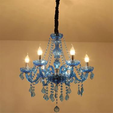 Imagem de Lâmpada Pendente de Cristal Europeu LED Luxo Vela Sala de Estar Restaurante Quarto Hotel Villa Vestuário Loja Salão de Beleza Café Bar KTV Candelabro (C A 6 luzes)