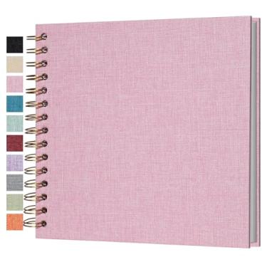 Imagem de Cherrich Pequeno Álbum de Recortes 8X8", Álbum de Fotos de Linho, Mini Álbum de Recortes, Livro de Memórias de Páginas Brancas Kraft para Casamento, Bebê, Família, Formatura, Viagem, Cachorro, Férias