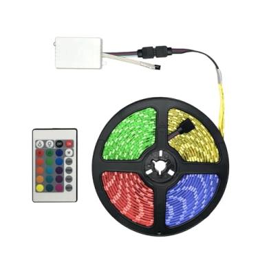 Imagem de Fita de LED Pisca Pisca RGB 5 Metros – 300 LEDs, Controle Remoto de Cores e Efeitos Personalizados e Modernos