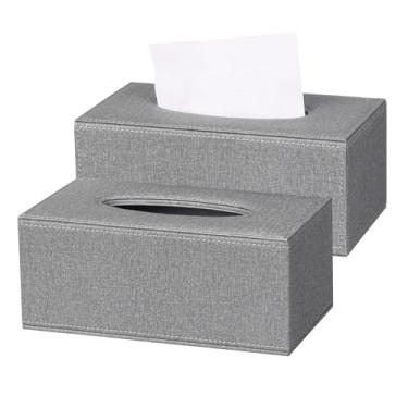 Imagem de ArcaGuru Pacote com 2 capas de caixa de lenços de papel, suporte de caixa de lenços de papel elegante com fundo magnético, caixa de lenços retangular para penteadeira, tanque de banheiro, balcão, mesa