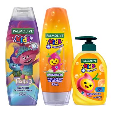 Imagem de Kit Shampoo Palmolive Kids Trolls 3 Suave + Condicionador Kids Fórmula Suave + Sabonete Líquido