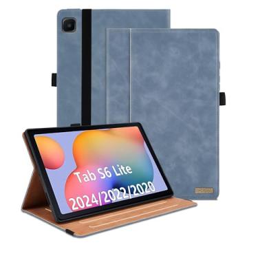 Imagem de Capa para Samsung Galaxy Tab S6 Lite 26.4 cm 2024/2022/2020 (SM-P620/P625/P610/SM-P615/SM-P613/SM-P619) Capa inteligente de visualização multiângulo com bolso, couro PU empresarial com compartimento