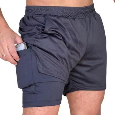 Imagem de Short 2 em 1 UNISSEX duplo esportivo com bolso oculto academia corrida