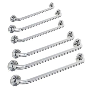 Imagem de Barra de Apoio Kit 2un 80cm 2un 40cm 1un 30cm 1un 70cm Idoso Deficiente Acessibilidade Casa Banheiro Box Segurança Suporte Resistente