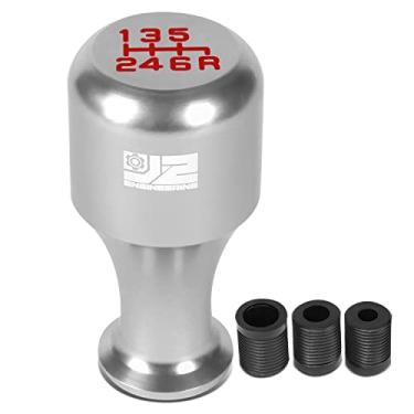 Imagem de J2 Engineering J2-SK-006-SL Botão cilíndrico de alumínio estilo copo de vinho estilo copo de vinho manual de 6 velocidades com adaptadores de rosca de 8 mm, 10 mm, 12 mm, prata