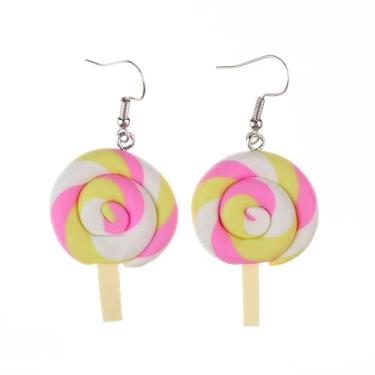 Imagem de Brincos de pingente de arco-íris colorido de pirulito para mulheres, doces ou travessuras, presentes de Natal, presentes de Natal, joias modernas, Acrílico, Sem pedra preciosa