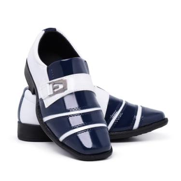 Imagem de Sapato Social Infantil Moderno Verniz 443 (Azul com Branco, BR, Criança de 4 a 8 anos, Numérico, 35)