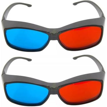 Imagem de 2 ÓCULOS 3D PARA VER FILMES TV CINEMA COMPUTADOR GIBI ULTRA RESISTENTE RED CYAN NOVO