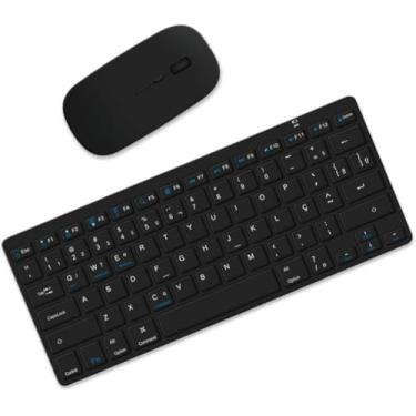 Imagem de Teclado e Mouse sem fio Bluetooth, Para Tablet e Celular, Teclado para celular, Teclado para notebook,Teclado Compatível para ipad, Teclado para Tablet, Teclado para escritório ABNT2 (Preto)