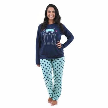 Imagem de Pijama De Frio Inverno Feminino Adulto Manga Comprida e Calça Longa - 