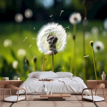 Imagem de Lcythiazole Mural de papel de parede de dente-de-leão com tamanho personalizável, foto de dente de leão HD, decoração de dente-de-leão para quarto de meninas, sala de estar, quarto, removível