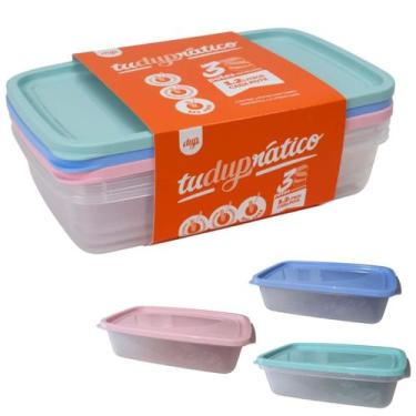 Imagem de Potes Herméticos Dup Tuduprático Denver 1,2L Kit 3 Micro-Ondas Lava-Lo