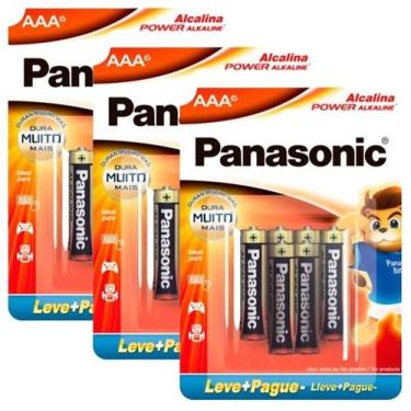 Imagem de 3 Cartela Pilha Panasonic Alcalina AAa Mn2400b4 6 Pilhas