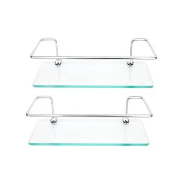 Imagem de Kit 2 Prateleira Para Banheiro Reto Porta Shampoo Vidro Temperado 6mm Incolor