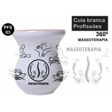 Imagem de Cuia de Madeira Branca Personalizada 360 Profissões - Massoterapia - M