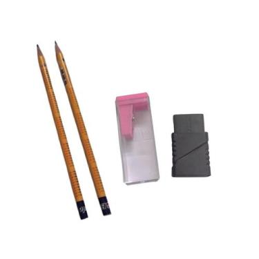 Imagem de kit Dois Lapis Tabuada + Um Apontador Com Reservatorio + Uma Borracha 