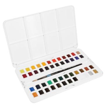Imagem de Daler-Rowney Aquafine Conjunto de estúdio de aquarela de 48 peças - Conjunto de tinta aquarela para papel aquarela e mais - Conjunto de aquarela para artistas e estudantes - Tinta de tinta de água