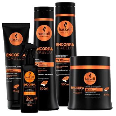 Imagem de Kit Haskell Encorpa Cabelo Shampoo, Condicionador, Máscara, Fluido E P