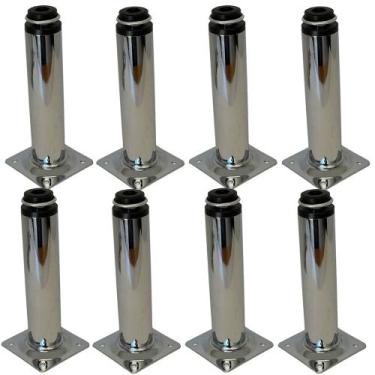 Imagem de Kit 16 Pés Metal Cromado Regulável Redondo 15 cm Para Armário M03 Balc