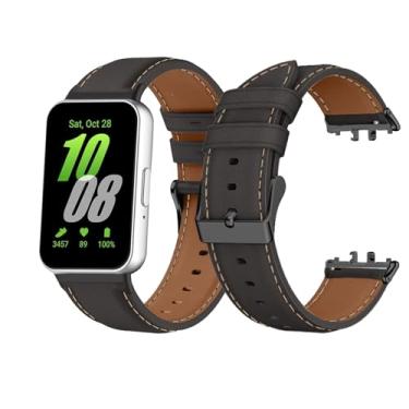 Imagem de Pulseiras de couro compatíveis com Samsung Galaxy Fit 3, pulseira de couro macio, masculinas e femininas para Samsung Galaxy Fit 3 (SM-R390) - preta