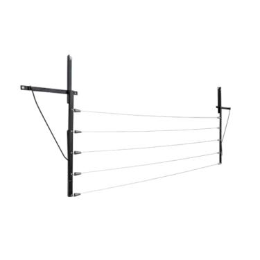 Imagem de Varal de Parede Muro Dobrável retrátil Mão Francesa cabo aço 500cm*50cm(preto)