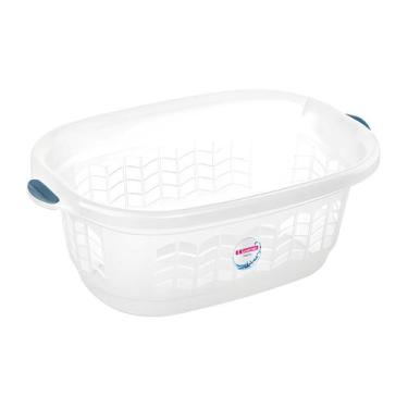 Imagem de Cesto de Roupa Plástico 32 Litros Lavanderia Banheiro Branco - 260 San