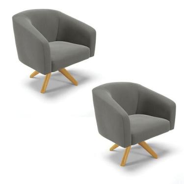 Imagem de Cadeira Sala De Jantar Giratória Ma30 Kit 2 Stella Suede D03 - D'rossi