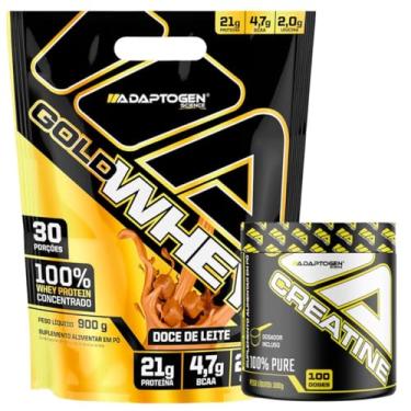 Imagem de Kit Gold Whey Sabor Doce de Leite 900g + Creatina Platinum 300g - Adaptogen Science
