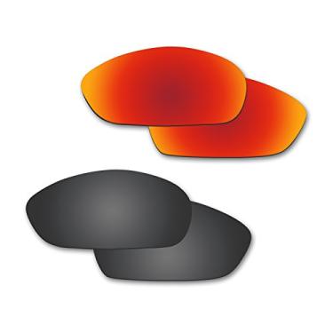 Imagem de Fiskr Lentes polarizadas de substituição para óculos de sol Oakley Whisker (OO4141) com revestimento antiarranhões, água salgada e antipoeira (preto oculto e vermelho fogo)