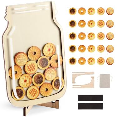 Imagem de CORNER LACE Pote de recompensa de biscoitos para crianças, pote magnético de comportamento positivo com 25 peças de recortes de sobremesas de madeira, ferramentas de gerenciamento para pais,