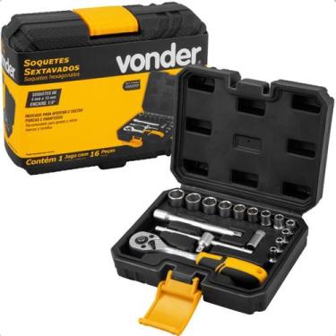 Imagem de Jogo de Soquetes Sextavado Encaixe 1/4" 16 Peças Vonder