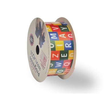 Imagem de Fita De Gorgurão Para Laço 38mm 10 Metros Alfabeto Colorido